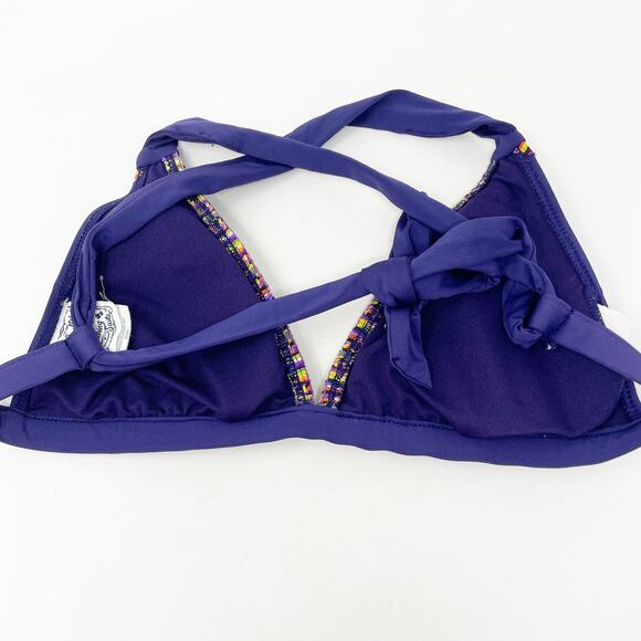 Lucky Brand Purple Multicolor Ruffle Bikini Top - Medium - Picture 3 of 4